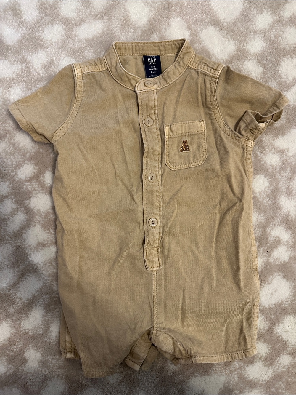 GAP NWOT Tan Khaki Short Sleeve Baby Romper